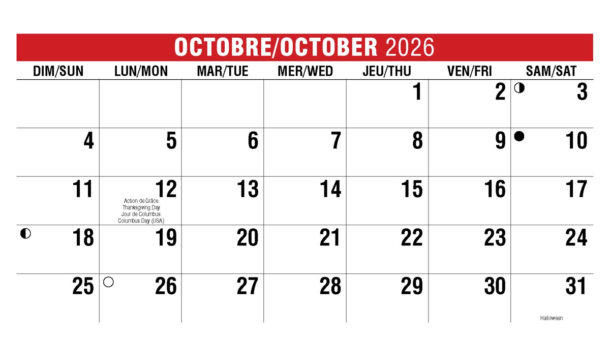 Galleria Canadian Scenes( ENG/Fr) Promotional Desk Calendar- 2026